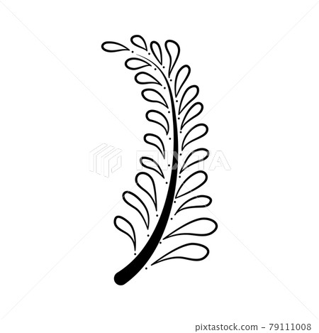 Hand drawn doodle leaves. Black and white line art. Hand drawn doodle leaves. Black and white line art. 79111008