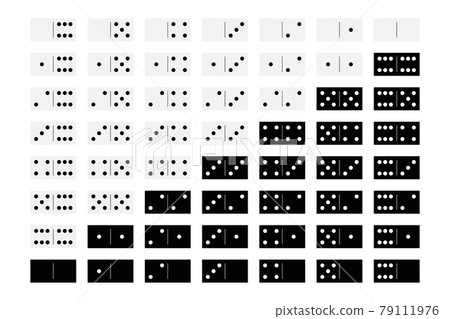 Domino sets of 28 tiles. Two packages in black and white. Simple flat vector illustration Domino sets of 28 tiles. Two packages in black and white. Simple flat vector illustration 79111976