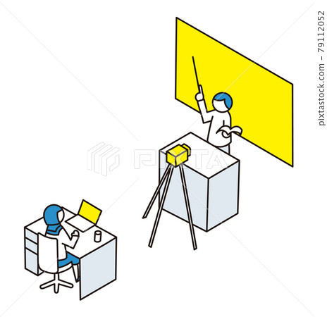 Online lessons and people taking isometric 79112052