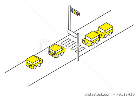 人行橫道和汽車等距 79112436