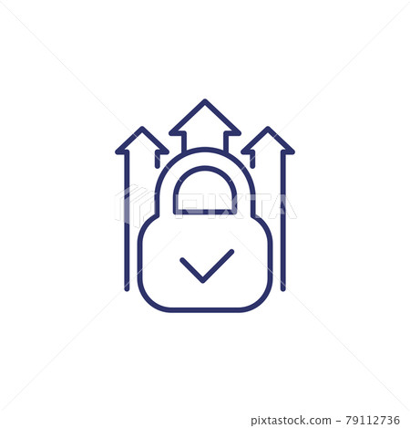 padlock and arrows line icon on white 79112736