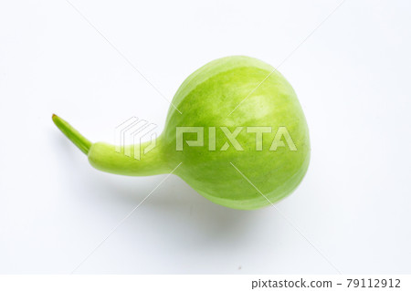 Calabash, Bottle Gourd fruit on white background. 79112912