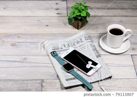 Table coffee and smartphone Table coffee and smartphone 79113807
