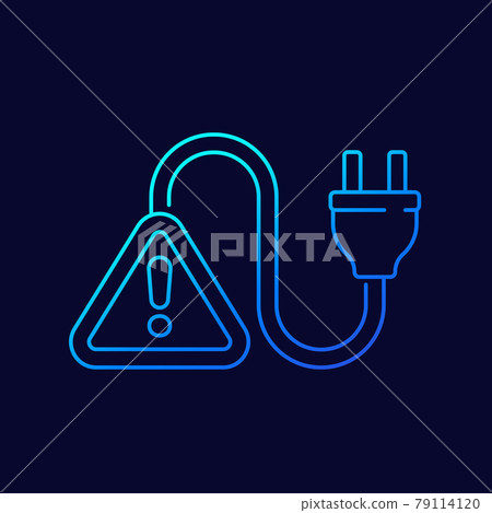 electric plug and warning alert line vector icon electric plug and warning alert line vector icon 79114120