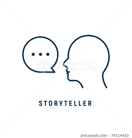 Storyteller brand digital logo icon. Story teller illustration badge vector icon 79114910
