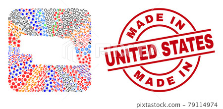 Made in United States Stamp and Nebraska State Map Inverted Mosaic Made in United States Stamp and Nebraska State Map Inverted Mosaic 79114974