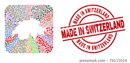 Made in Switzerland Stamp and Switzerland Map Hole Mosaic Made in Switzerland Stamp and Switzerland Map Hole Mosaic 79115019