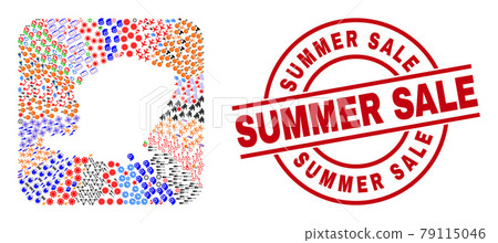 Summer Sale Seal and Lombok Island Map Inverted Mosaic 79115046