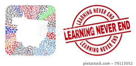 Learning Never End Seal and Mato Grosso State Map Stencil Mosaic 79115052