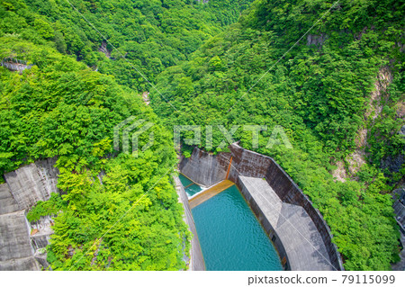 Scenery around Kawaji Dam under the dam Nikko City 79115099