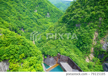 Scenery around Kawaji Dam under the dam Nikko City 79115105
