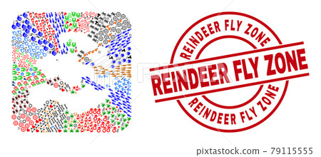 Reindeer Fly Zone Stamp and Zeeland Province Map Hole Mosaic 79115555