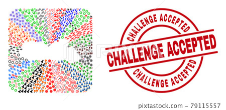 Challenge Accepted Badge and Meghalaya State Map Stencil Mosaic 79115557