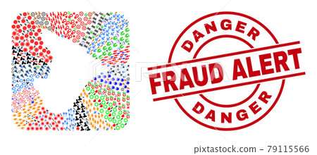 Danger Fraud Alert Badge and Sergipe State Map Hole Mosaic 79115566