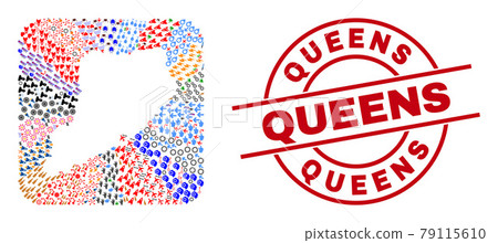 Queens Badge and Staten Island Map Inverted Mosaic Queens Badge and Staten Island Map Inverted Mosaic 79115610