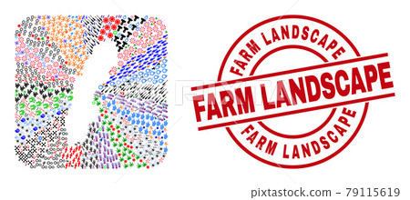Farm Landscape Badge and Sweden Map Stencil Mosaic 79115619