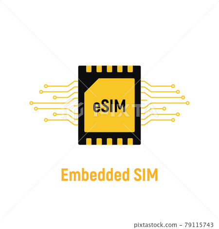 Esim chip card concept icon. Embedded sim card cellular mobile technology smart concept 79115743