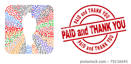 Paid and Thank You Badge and Mizoram State Map Inverted Mosaic 79116045