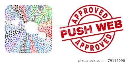 Approved Push Web Seal and Tahiti and Moorea Islands Map Stencil Mosaic 79116096