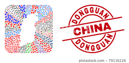 Dongguan China Badge and Shanxi Province Map Inverted Mosaic Dongguan China Badge and Shanxi Province Map Inverted Mosaic 79116226