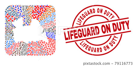 Lifeguard on Duty Seal and Utrecht Province Map Hole Mosaic 79116773