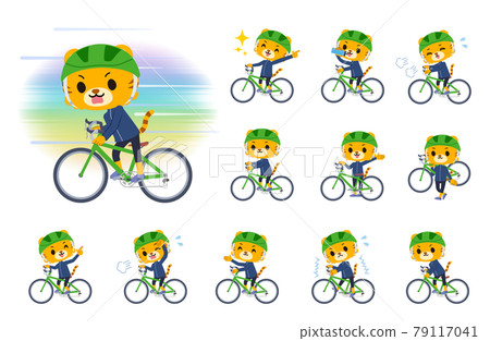 A set of tiger boys on a road bike 79117041