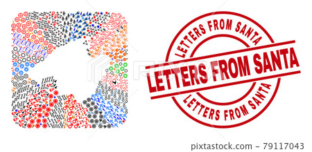 Letters from Santa Seal and Mallorca Map Stencil Mosaic 79117043