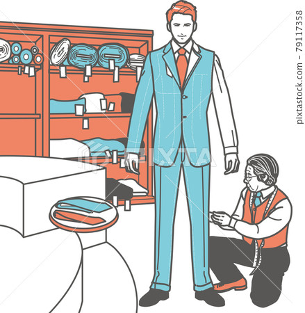 店內,一位定制西裝的商人 店內,一位定制西裝的商人 79117358