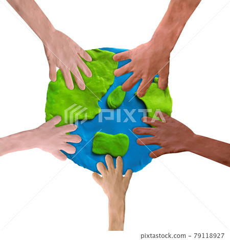 The hands and earth of cute multinational people of clay art The hands and earth of cute multinational people of clay art 79118927