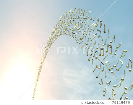Rainbow musical note gold right next to CG illustration 79119479