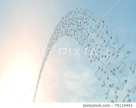 Rainbow musical note glass right next to CG illustration Rainbow musical note glass right next to CG illustration 79119491