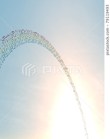 Rainbow notes 5 colors left CG illustration vertical 79119493