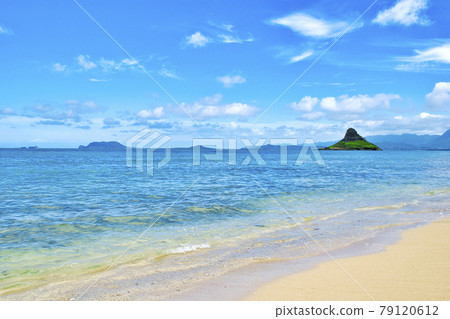 Chinaman's Hat Island seen from Kualoa Beach Park, Oahu, Hawaii Chinaman's Hat Island seen from Kualoa Beach Park, Oahu, Hawaii 79120612