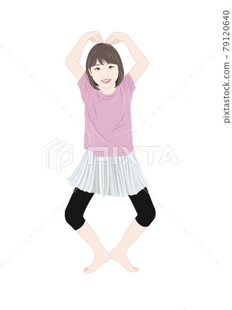 擺出滑稽姿勢的女孩插圖 擺出滑稽姿勢的女孩插圖 79120640