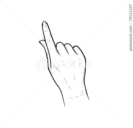 Index finger pointing on something. Tap, swipe or slide finger gestures for devices with touchscreens. Vector illustration isolated in white background 79121207