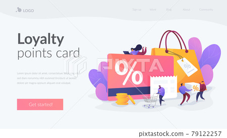 Discount and loyalty card landing page template. Discount and loyalty card landing page template. 79122257