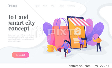 Smart retail in smart city landing page template. 79122264