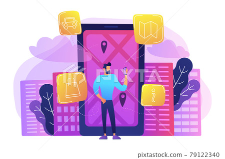Digital city guide and smart city concept illustration. Digital city guide and smart city concept illustration. 79122340