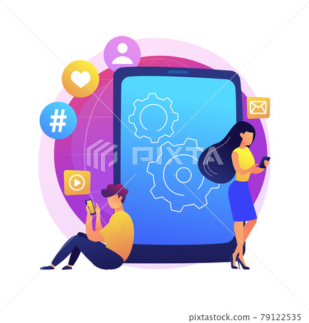 Smartphone addiction abstract concept vector illustration. Smartphone addiction abstract concept vector illustration. 79122535