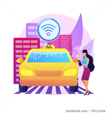 Autonomous taxi abstract concept vector illustration. 79122546