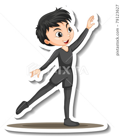 Sticker design with a ballerin boy dances cartoon character Sticker design with a ballerin boy dances cartoon character 79123627