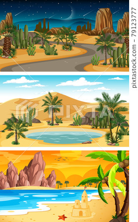 Different nature horizontal scenes in cartoon style 79123777