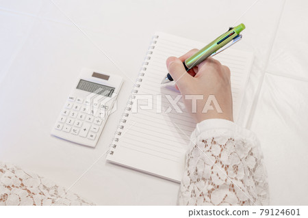 Pen Ballpoint Pen Notebook Calculator Calculation Telework Home Office Writing Qualification Study Memo Female Housewife 79124601