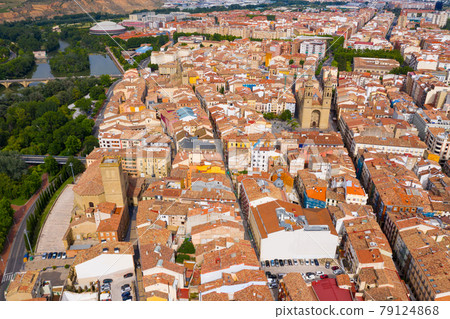 Aerial view of Logrono city with buildings and lanscape 79124868