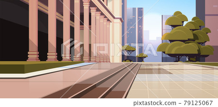 Closeup of government building with columns law and justice legal advice concept cityscape background 79125067