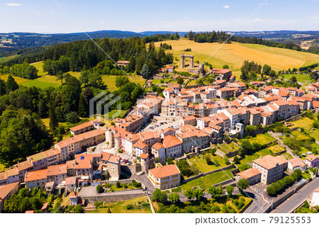 Aerial view of french village Allegre Aerial view of french village Allegre 79125553