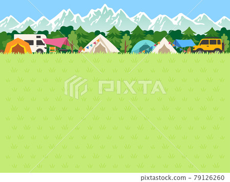 以山景為背景的露營地背景圖 79126260