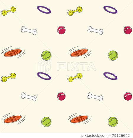 Seamless vector bright pattern for pet store dog toys Seamless vector bright pattern for pet store dog toys 79126642