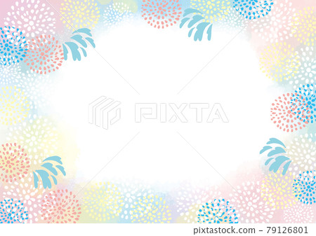 煙花匯演水彩背景材料節日夏季節日煙花水彩背景框架 79126801