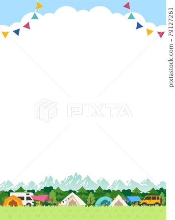 Campsite frame with a view of the mountains 79127261